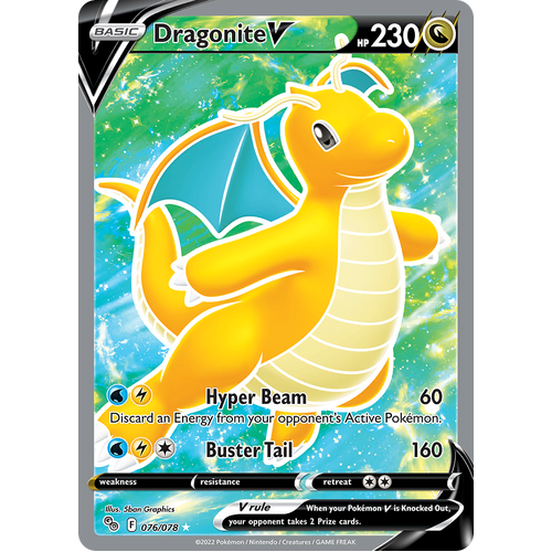 Dragonite V (Full Art) 076/078 Ultra Rare Pokemon Go Pokemon Card Single
