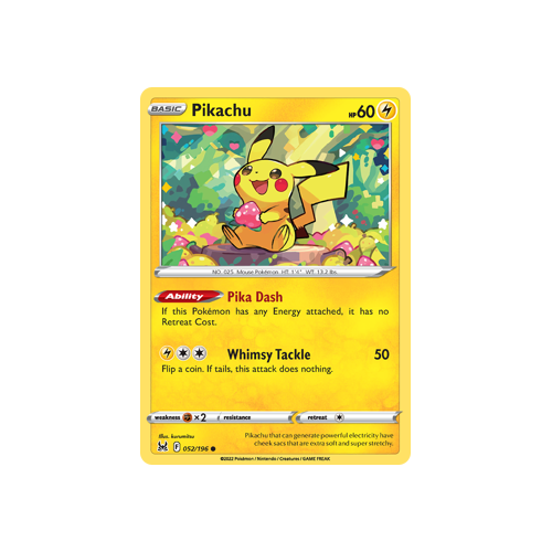 Pikachu 052/196 Common Lost Origin Single
