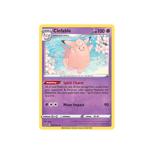 Clefable 063/196 Rare Lost Origin Single