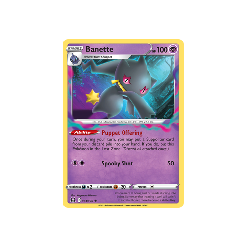 Banette 073/196 Rare Lost Origin Single