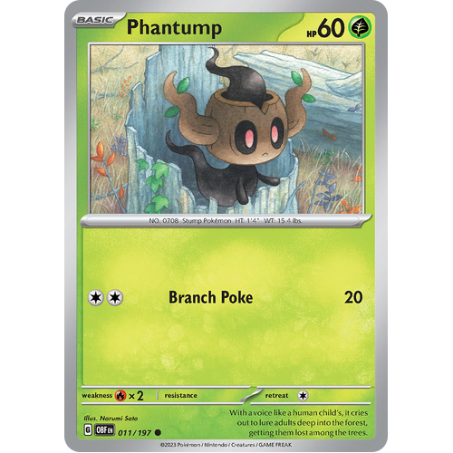 Phantump 011/197 Common Scarlet & Violet Obsidian Flames Card