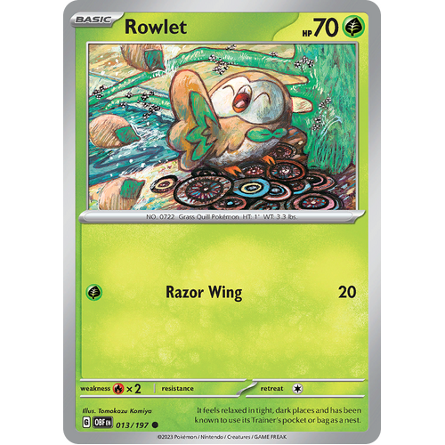 Rowlet 013/197 Common Scarlet & Violet Obsidian Flames Card