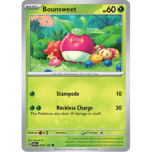 Bounsweet 016/197 Common Scarlet & Violet Obsidian Flames Card