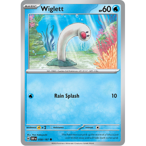 Wiglett 058/197 Common Scarlet & Violet Obsidian Flames Card