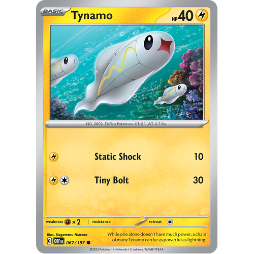 Tynamo 067/197 Common Scarlet & Violet Obsidian Flames Card