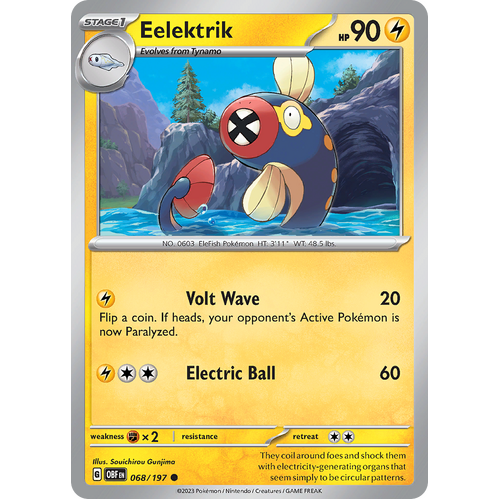 Eelektrik 068/197 Common Scarlet & Violet Obsidian Flames Card