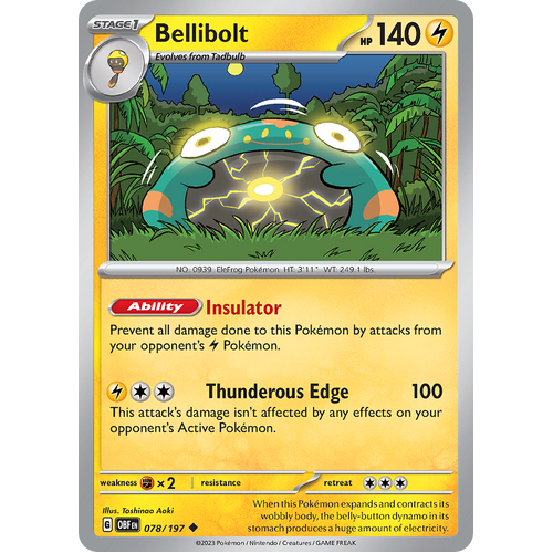 Bellibolt 078/197 Uncommon Scarlet & Violet Obsidian Flames Card