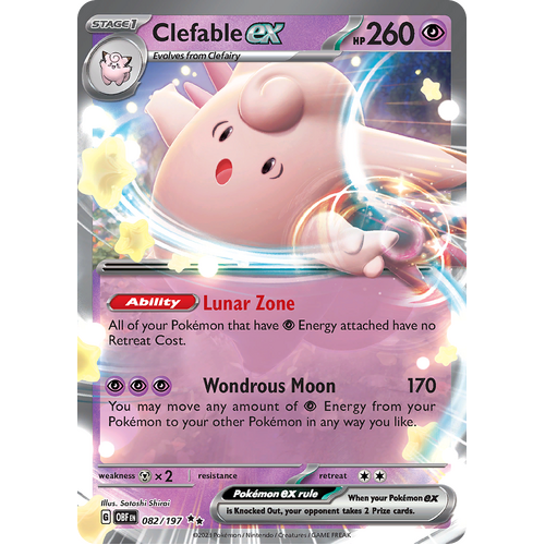Clefable ex 082/197 Double Rare Scarlet & Violet Obsidian Flames Card