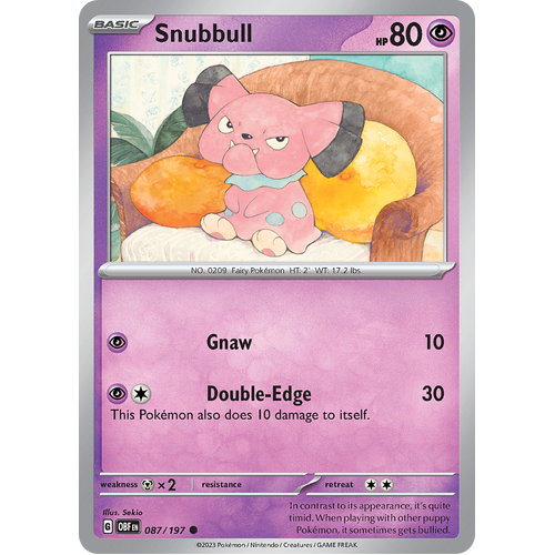 Snubbull 087/197 Common Scarlet & Violet Obsidian Flames Card