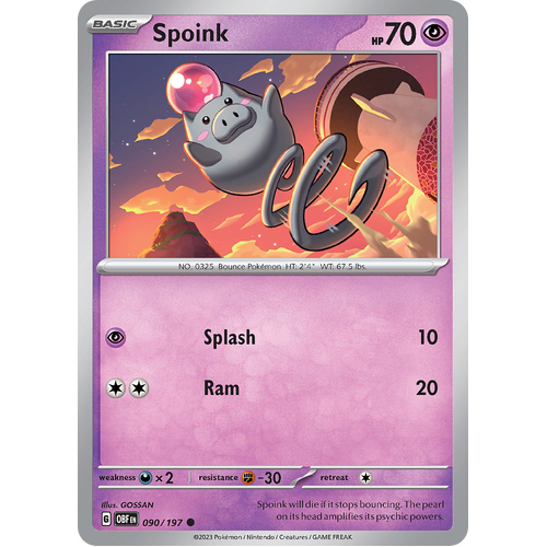 Spoink 090/197 Common Scarlet & Violet Obsidian Flames Card