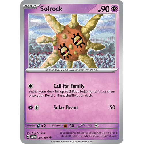 Solrock 093/197 Uncommon Scarlet & Violet Obsidian Flames Card