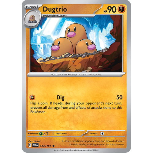 Dugtrio 104/197 Uncommon Scarlet & Violet Obsidian Flames Card