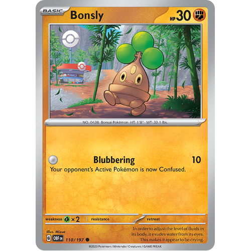 Bonsly 110/197 Common Scarlet & Violet Obsidian Flames Card