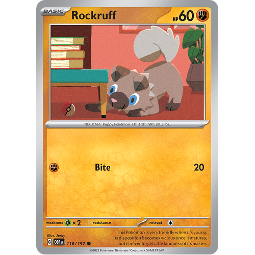 Rockruff 116/197 Common Scarlet & Violet Obsidian Flames Card