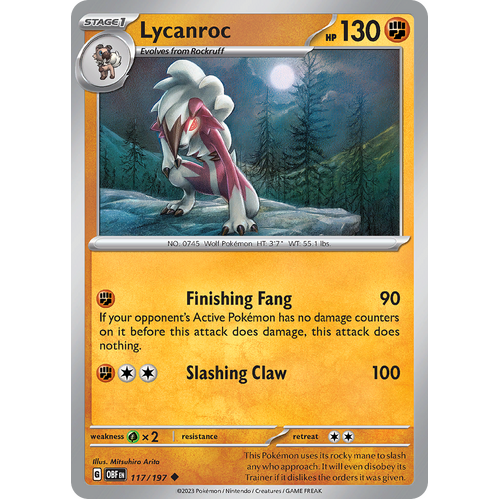 Lycanroc 117/197 Uncommon Scarlet & Violet Obsidian Flames Card