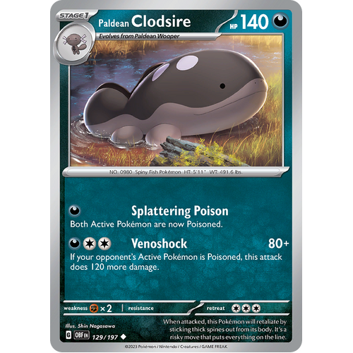 Paldean Clodsire 129/197 Uncommon Scarlet & Violet Obsidian Flames Card