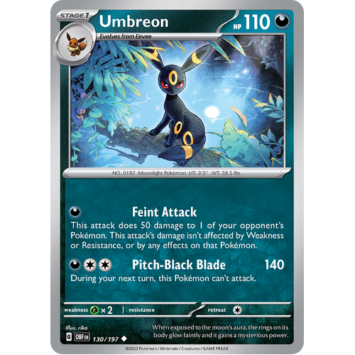 Umbreon 130/197 Uncommon Scarlet & Violet Obsidian Flames Card