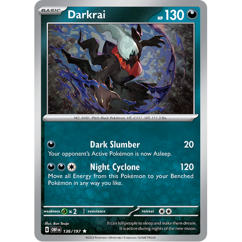 Darkrai 136/197 Rare Scarlet & Violet Obsidian Flames Card