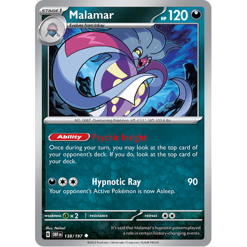 Malamar 138/197 Uncommon Scarlet & Violet Obsidian Flames Card