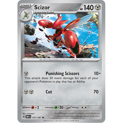 Scizor 141/197 Rare Scarlet & Violet Obsidian Flames Card