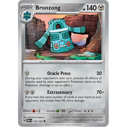 Bronzong 145/197 Uncommon Scarlet & Violet Obsidian Flames Card