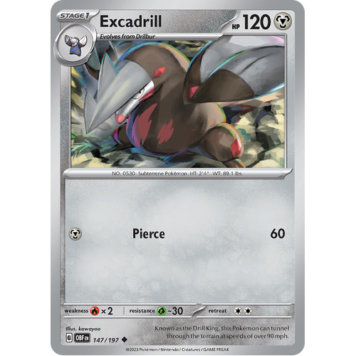 Excadrill 147/197 Uncommon Scarlet & Violet Obsidian Flames Card