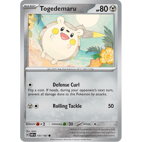 Togedemaru 151/197 Common Scarlet & Violet Obsidian Flames Card