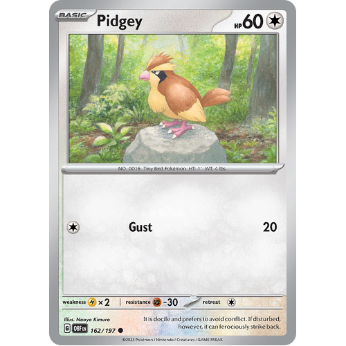 Pidgey 162/197 Common Scarlet & Violet Obsidian Flames Card