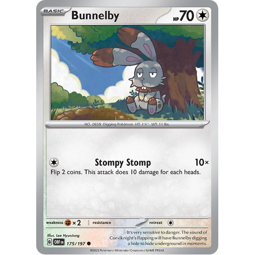 Bunnelby 175/197 Common Scarlet & Violet Obsidian Flames Card