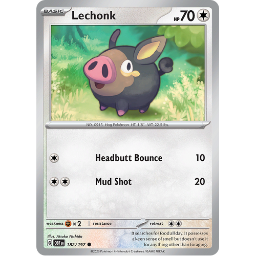 Lechonk 182/197 Common Scarlet & Violet Obsidian Flames Card