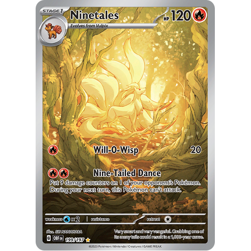 Ninetales 199/197 Illustration Rare Scarlet & Violet Obsidian Flames Card