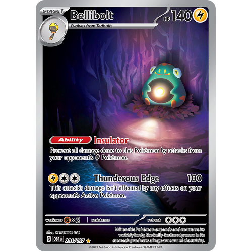 Bellibolt 201/197 Illustration Rare Scarlet & Violet Obsidian Flames Card