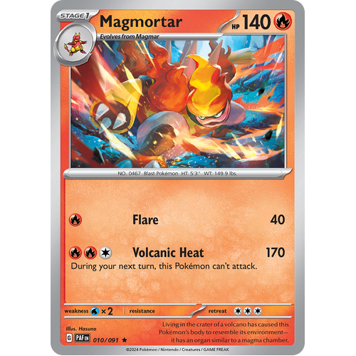 Magmortar 010/091 Holo Rare Scarlet & Violet Paldean Fates Single Card