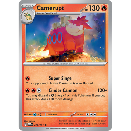 Camerupt 012/091 Uncommon Scarlet & Violet Paldean Fates Single Card