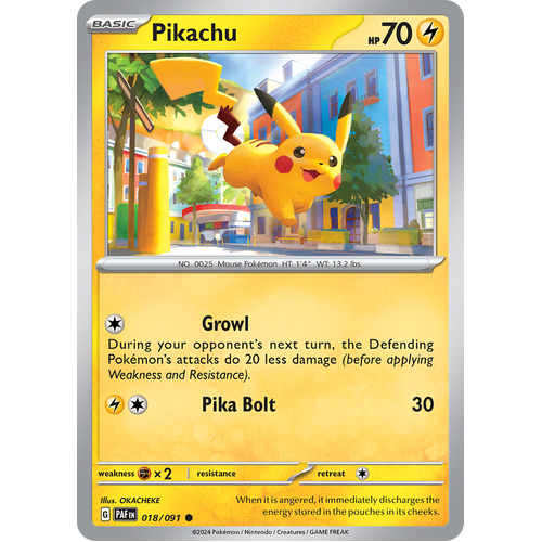 Pikachu 018/091 Common Scarlet & Violet Paldean Fates Single Card