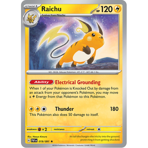 Raichu 019/091 Holo Rare Scarlet & Violet Paldean Fates Single Card