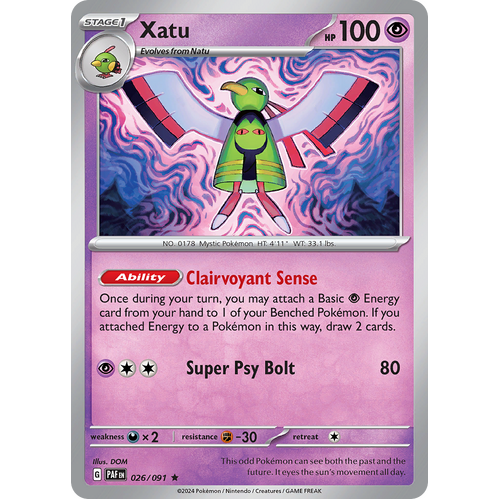 Xatu 026/091 Holo Rare Scarlet & Violet Paldean Fates Single Card