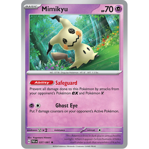 Mimikyu 037/091 Holo Rare Scarlet & Violet Paldean Fates Single Card