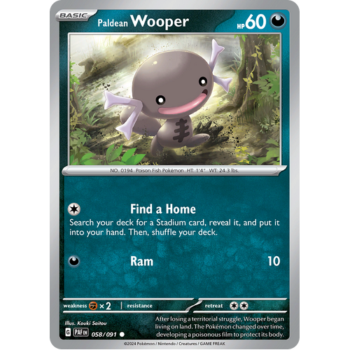 Paldean Wooper 058/091 Common Scarlet & Violet Paldean Fates Single Card