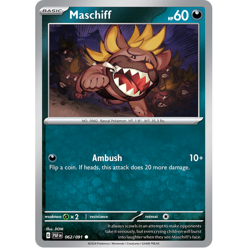 Maschiff 062/091 Holo Rare Scarlet & Violet Paldean Fates Single Card