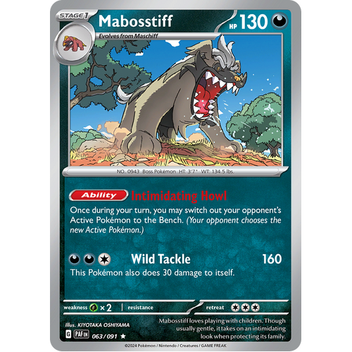 Mabosstiff 063/091 Holo Rare Scarlet & Violet Paldean Fates Single Card