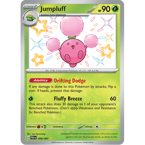Jumpluff 098/091 Shiny Rare Scarlet & Violet Paldean Fates Single Card