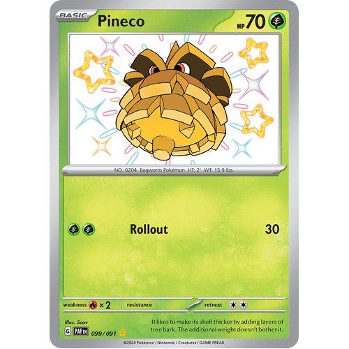 Pineco 099/091 Shiny Rare Scarlet & Violet Paldean Fates Single Card