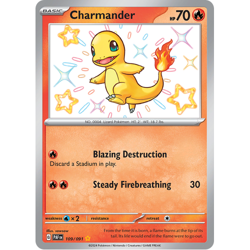 Charmander 109/091 Shiny Rare Scarlet & Violet Paldean Fates Single Card