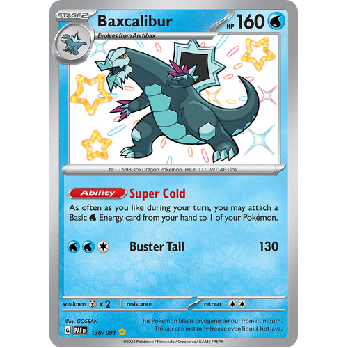 Baxcalibur 130/091 Shiny Rare Scarlet & Violet Paldean Fates Single Card