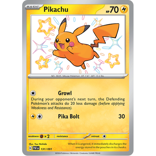 Pikachu 131/091 Shiny Rare Scarlet & Violet Paldean Fates Single Card