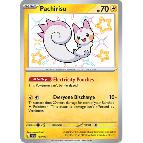 Pachirisiu 138/091 Shiny Rare Scarlet & Violet Paldean Fates Single Card