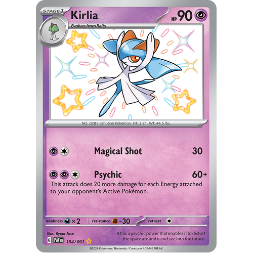 Kirlia 154/091 Shiny Rare Scarlet & Violet Paldean Fates Single Card