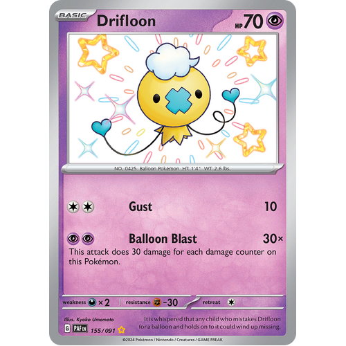 Drifloon 155/091 Shiny Rare Scarlet & Violet Paldean Fates Single Card