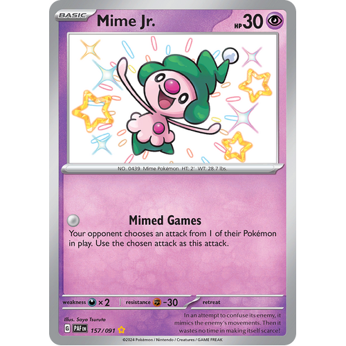 Mime Jr. 157/091 Shiny Rare Scarlet & Violet Paldean Fates Single Card